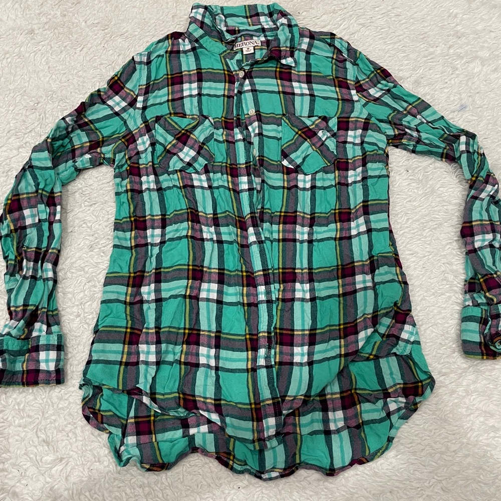 Merona Mint Green Plaid shirt